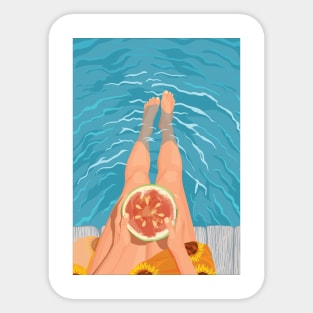 Watermelon Summer Beach Vibes Sticker